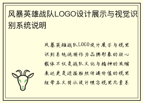 风暴英雄战队LOGO设计展示与视觉识别系统说明